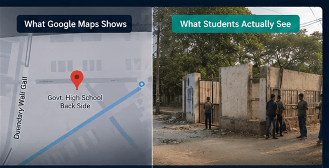 Map pin mismatch versus actual exam centre entry
